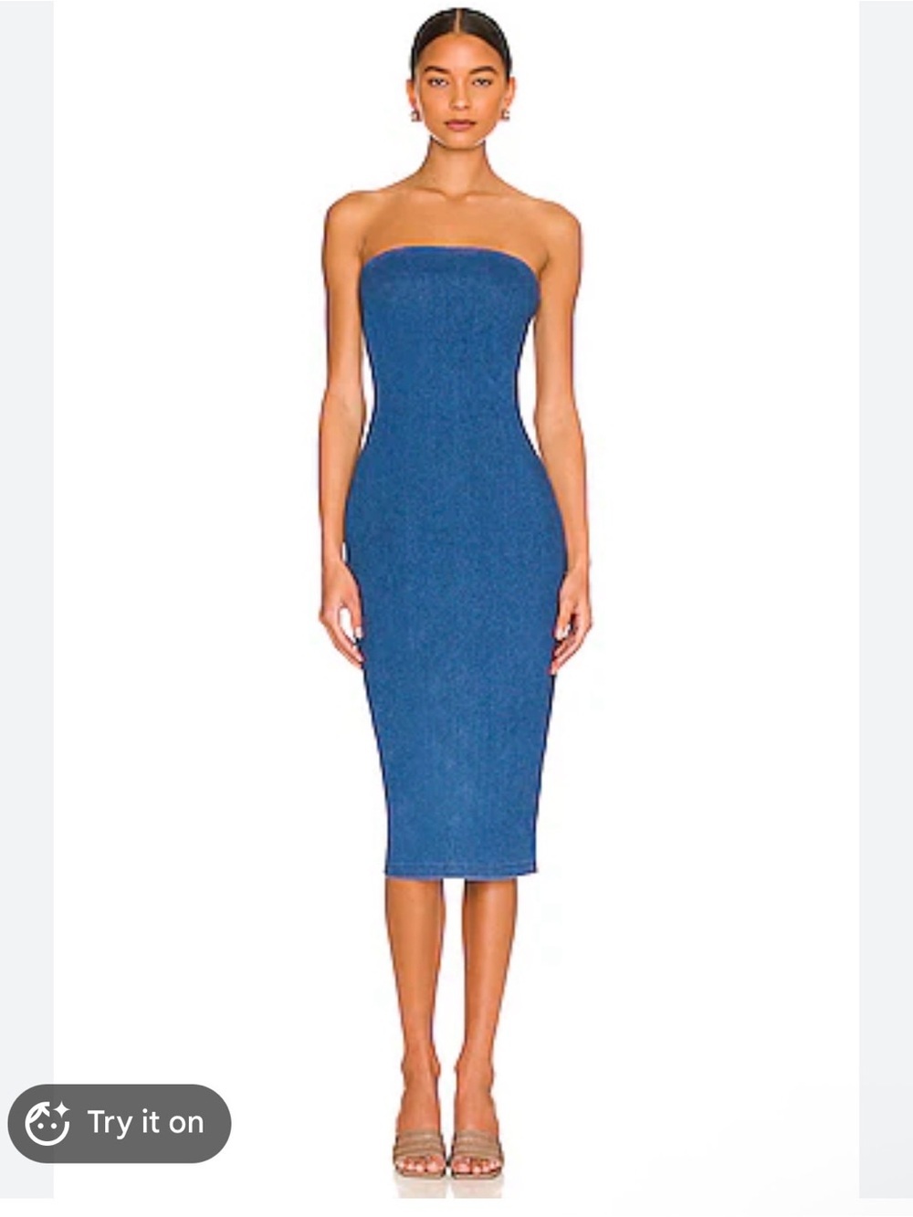 Susana Monaco Denim Pencil Strapless Midi Dress Size L NWT